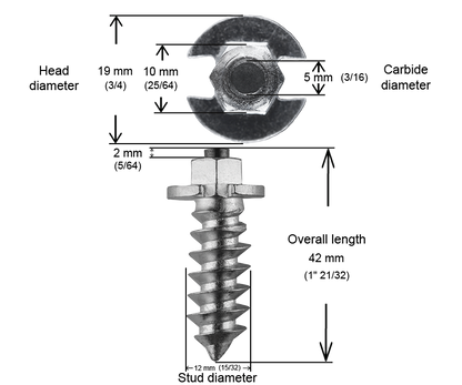 SS-40 iGrip 40mm shouldered tire studs delivering extreme traction and stability on icy and rugged terrain