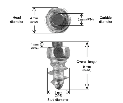 ST-08 iGrip 8mm standard studs providing compact traction and stability on icy and snowy terrain