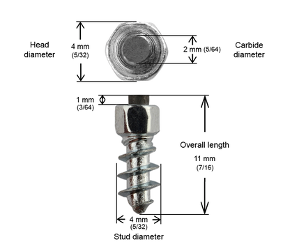ST-11 iGrip 11mm standard studs providing strong traction and stability on icy and snowy terrain
