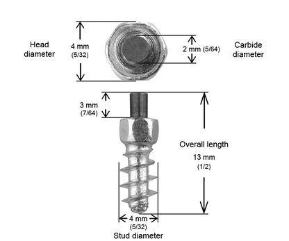 ST-11F iGrip 11mm standard studs providing durable traction and stability on icy and snowy terrain