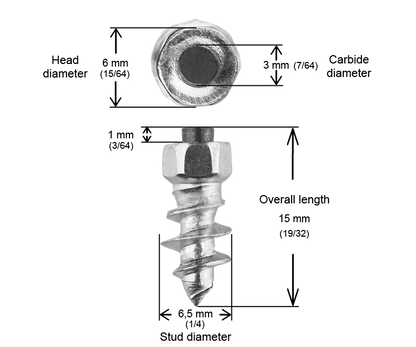 ST-15 iGrip 15mm standard studs providing durable traction and control on icy and snowy terrain