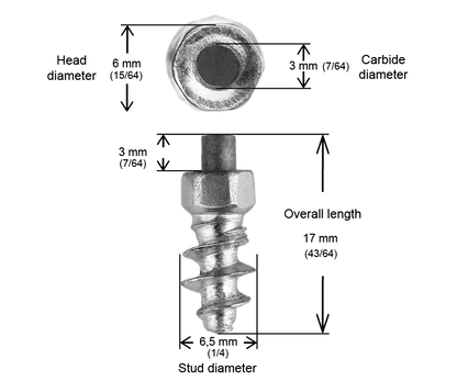 ST-15F iGrip 15mm standard studs delivering reliable traction and control on icy and snowy terrain